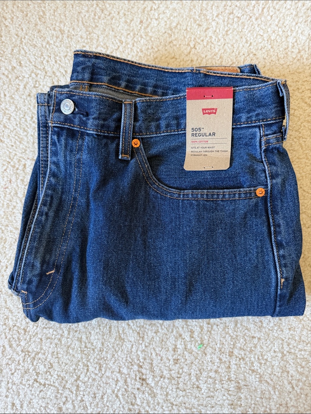 Levi's Dark Blue Denim 505 Regular Straight Jeans